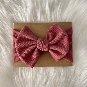 Mauve Pink Head Wrap Classic Bow
